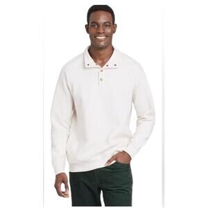 NWT GOODFELLOW CO Pullover Quilted Snap Neck Ivory Mens Medium